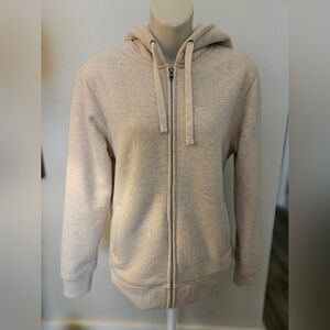 Beige Zip-Up Hoodie